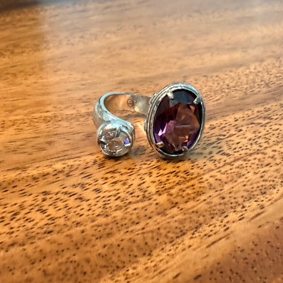 Brighton Purple & clear Swarovski crystal Faceted Statement Ring – Size 8 – GUC - Picture 9 of 9